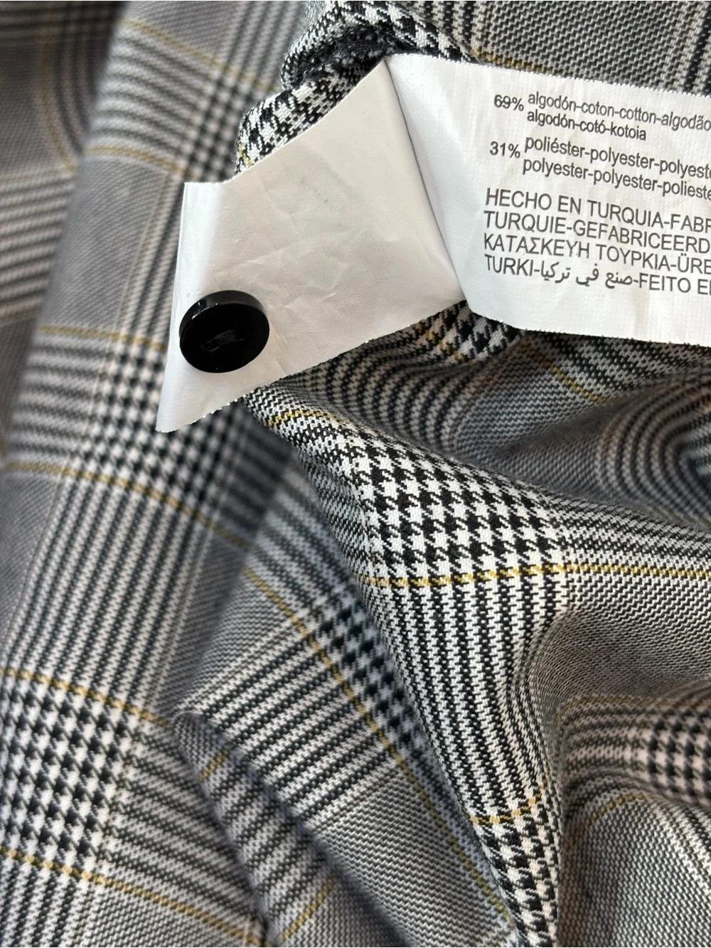 Zara Glen Plaid Ruffle Neck Blouse Size XS Puff Sleeve Cottagecore Black White